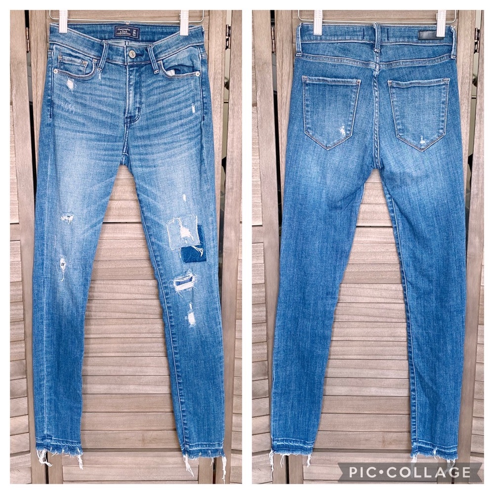 Abercrombie Harper Super Skinny Distressed Raw Hem Jeans Sz 24/00R